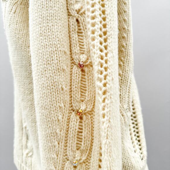 Zadig & Voltaire Morley Cable-Knit Merino Wool Sweater Vanilla Women's Large - Picture 11 of 16